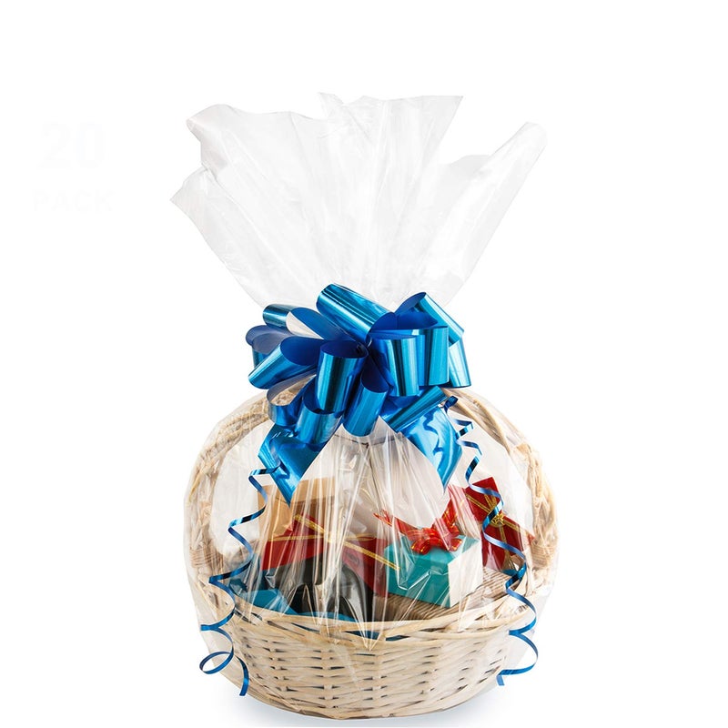 Morepack Large Cello/Cellophane Bags,30x 40 Inches Clear Basket Bags OPP Plastic Cellophane Wrap for Gift Baskets Packaging 10 Pieces - Image 1